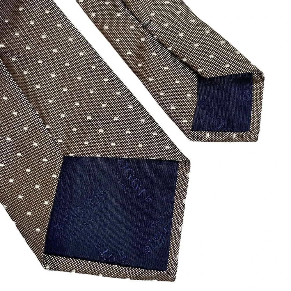 Boggi Milano‎ 100% Silk Taupe Beige Italy Necktie Tie Luxury Designer